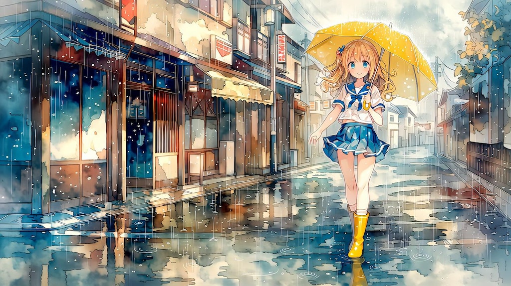 黄色い傘と君