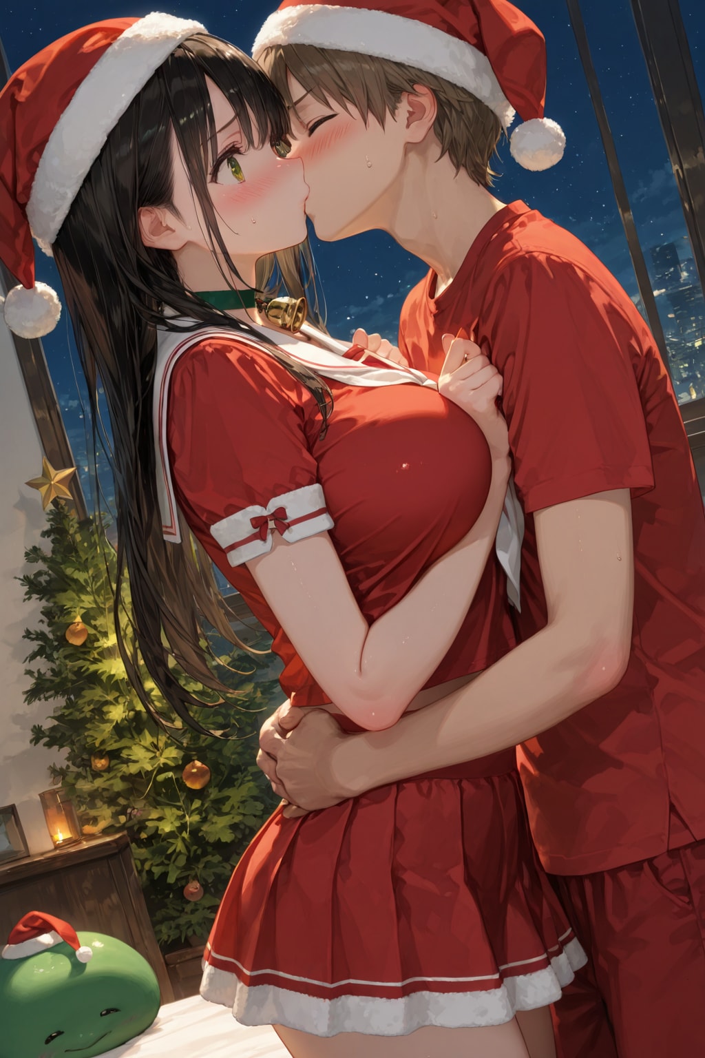 [全年齢連動]サンタクロースみたいな制服を着た謎の転校生と自宅でクリスマスパーティーしようと誘ったらえっちなプレゼントをたくさんくれた　その1