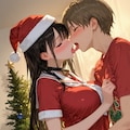 [全年齢連動]サンタクロースみたいな制服を着た謎の転校生と自宅でクリスマスパーティーしようと誘ったらえっちなプレゼントをたくさんくれた　その1 4枚目