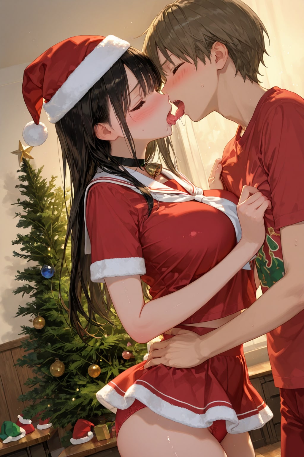 [全年齢連動]サンタクロースみたいな制服を着た謎の転校生と自宅でクリスマスパーティーしようと誘ったらえっちなプレゼントをたくさんくれた　その1