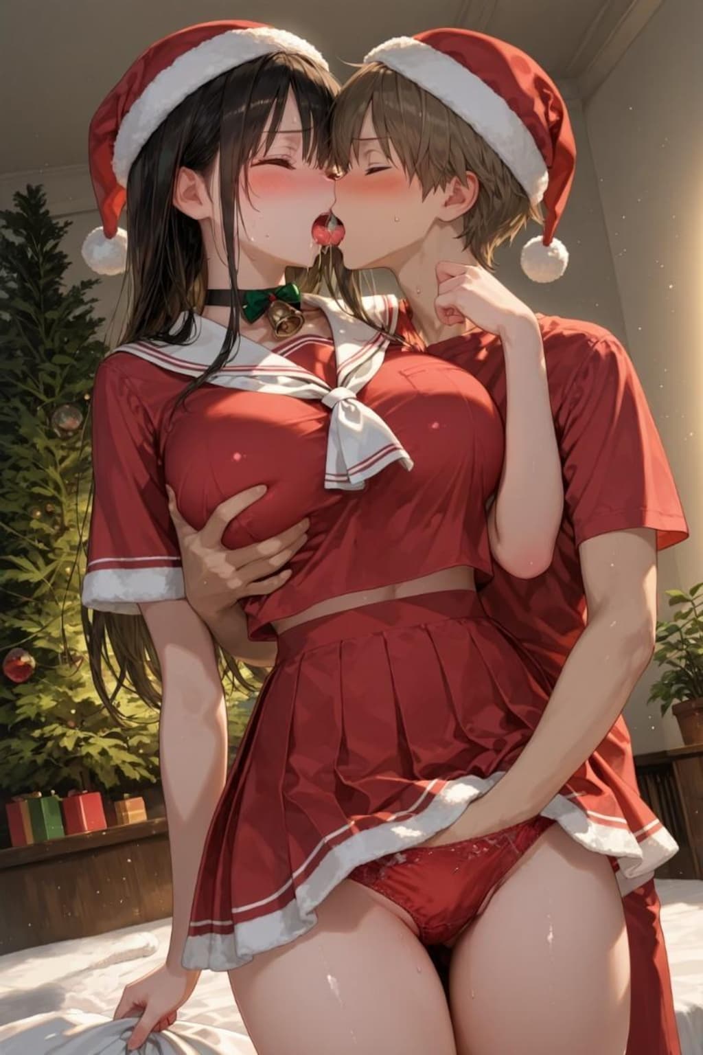 [全年齢連動]サンタクロースみたいな制服を着た謎の転校生と自宅でクリスマスパーティーしようと誘ったらえっちなプレゼントをたくさんくれた　その1