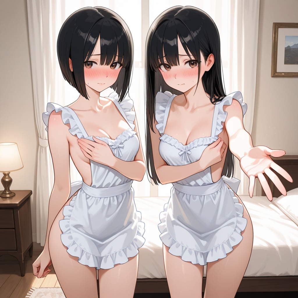 ショートちゃんとロングちゃん　どのランジェリーがお好みですか？　え？　結局裸なんですね……