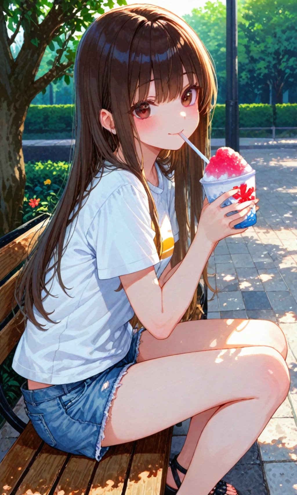 かき氷を飲む子