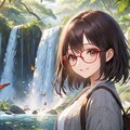眼鏡女子 楓の昆虫の国 テリトリーの滝 7枚目