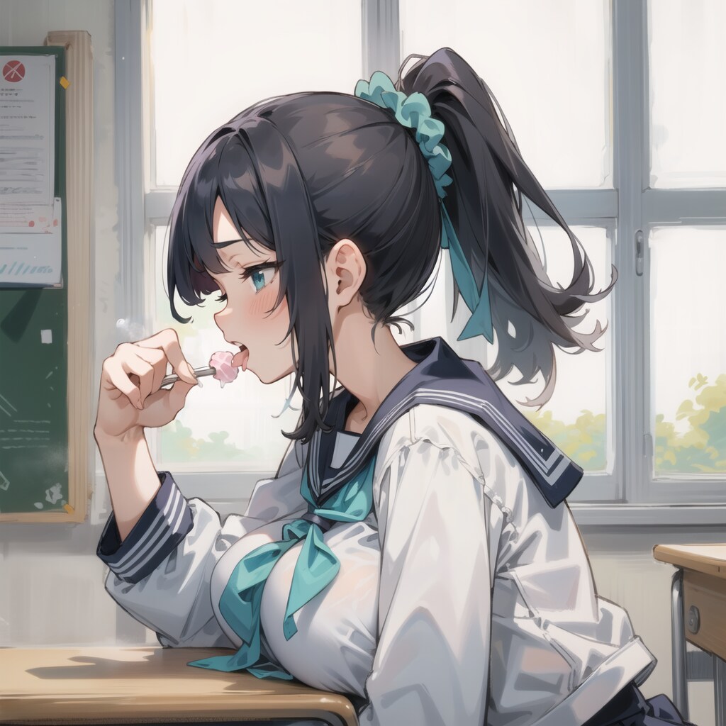 必死に飴を舐める