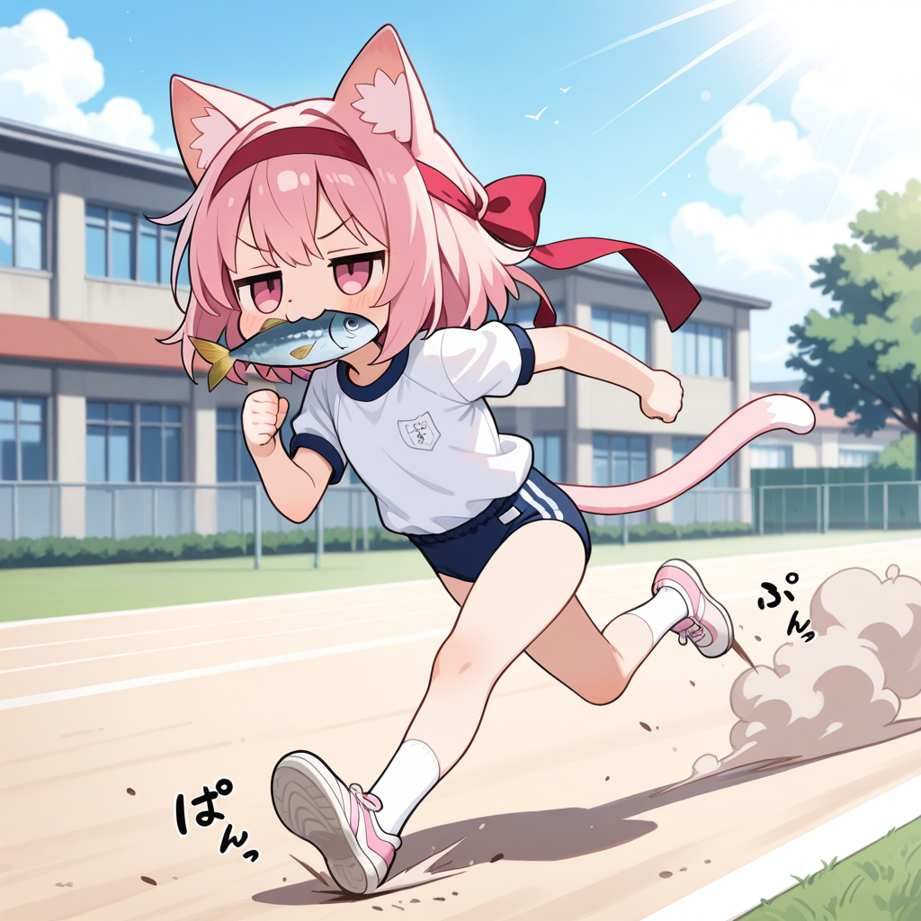 おさかにゃを咥えると走りが速くなるねこちゃん