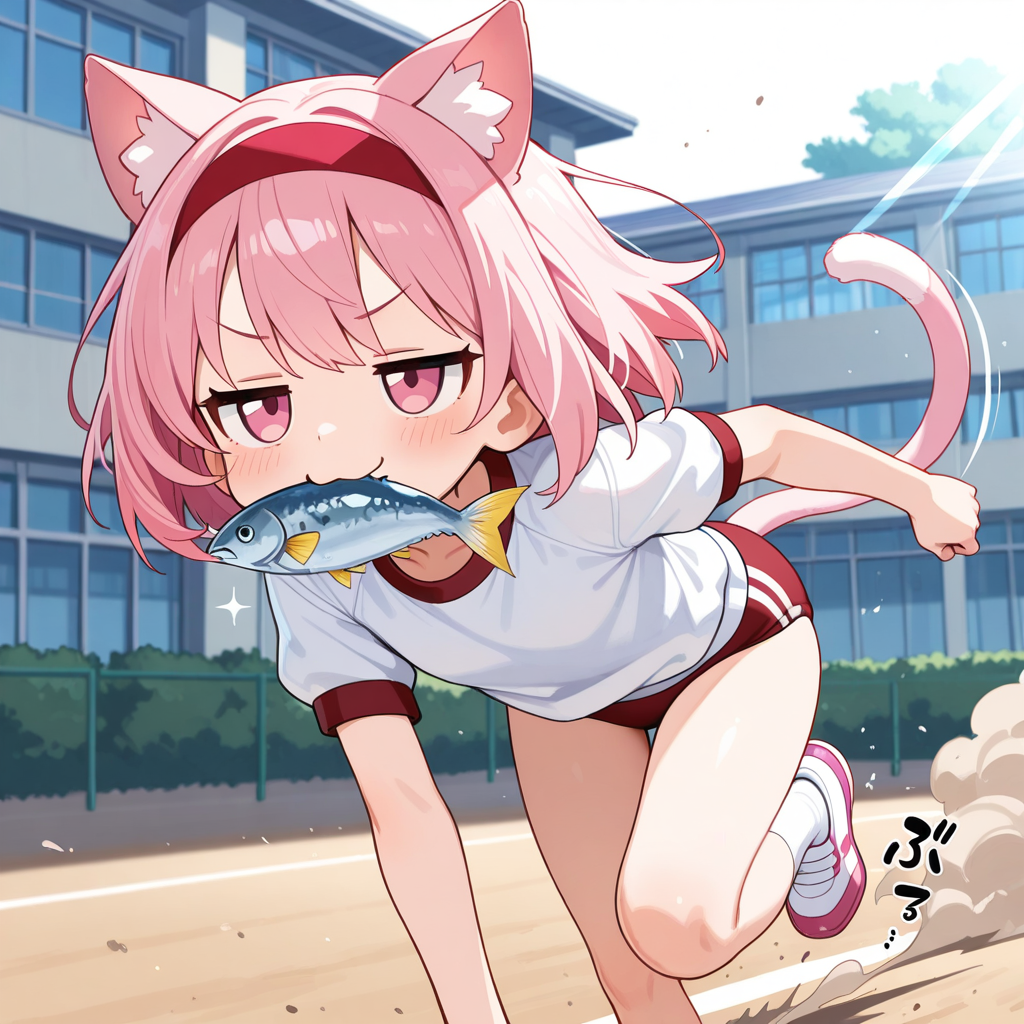 おさかにゃを咥えると走りが速くなるねこちゃん