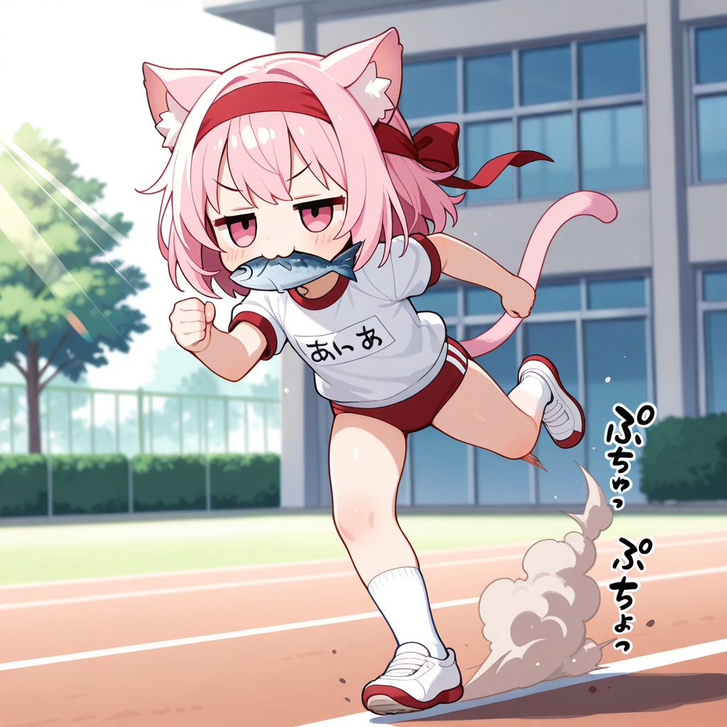 おさかにゃを咥えると走りが速くなるねこちゃん