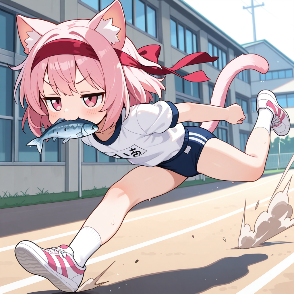 おさかにゃを咥えると走りが速くなるねこちゃん