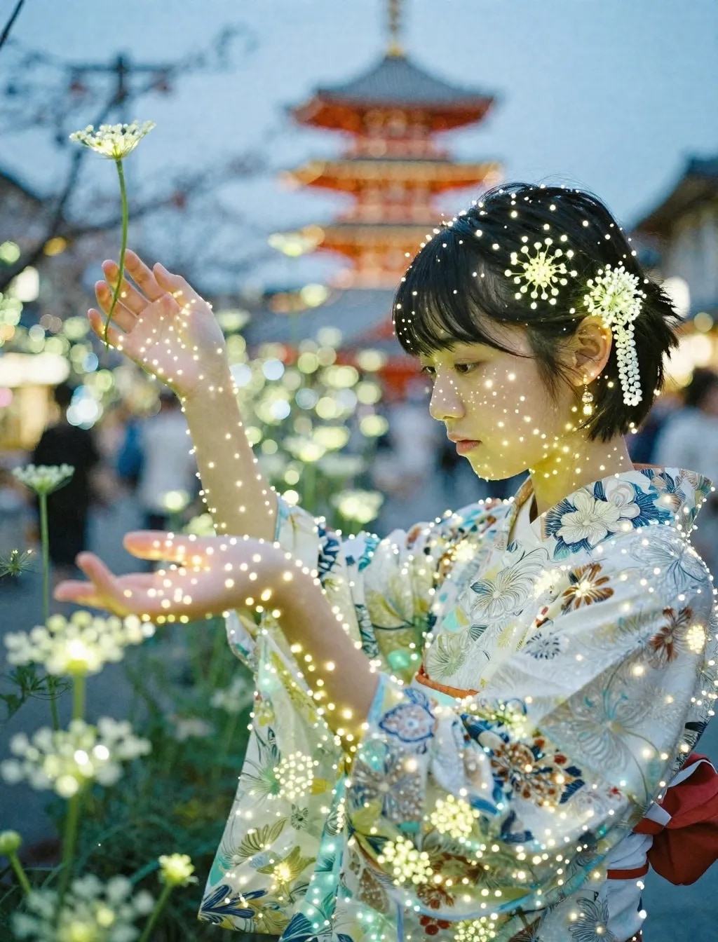 浴衣のイルミネーション