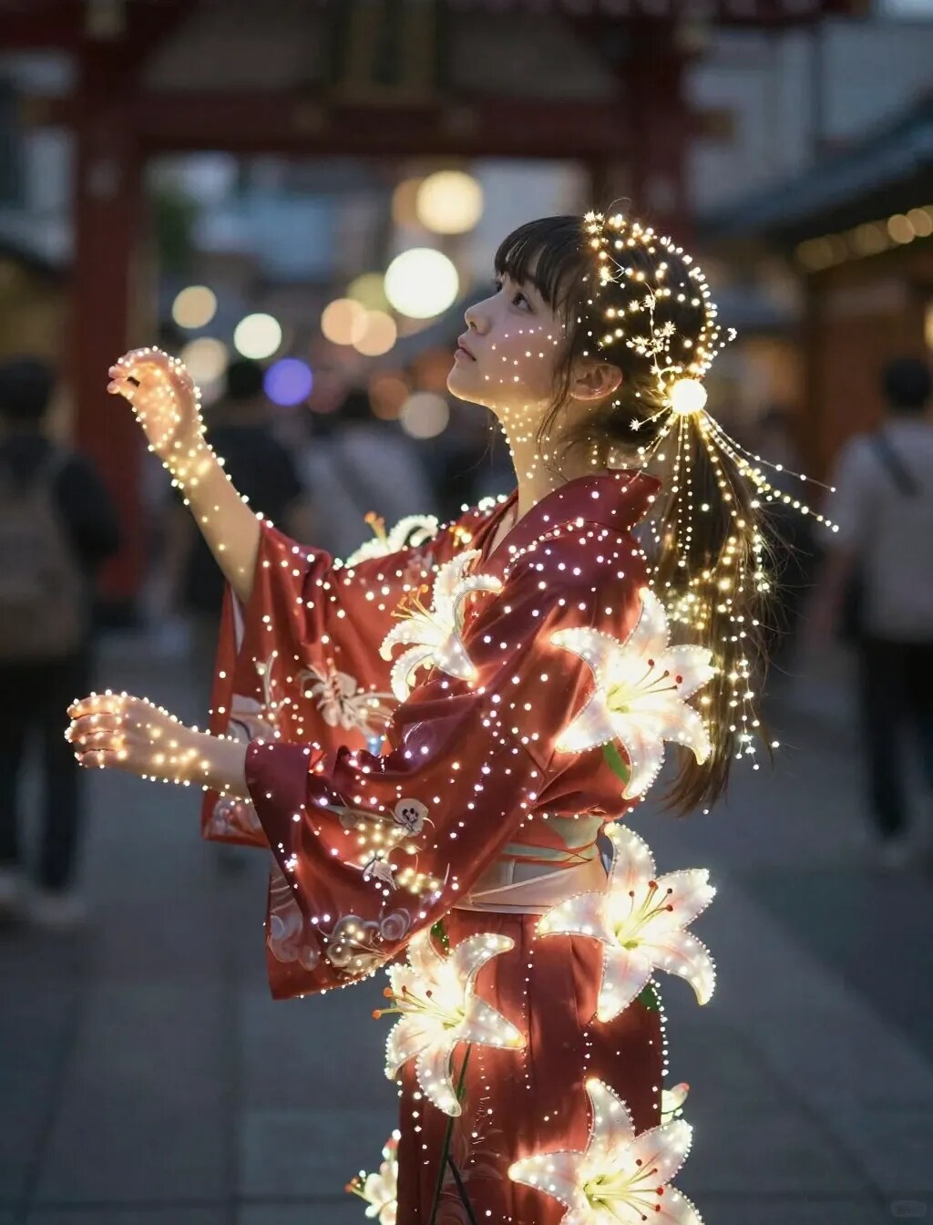 浴衣のイルミネーション
