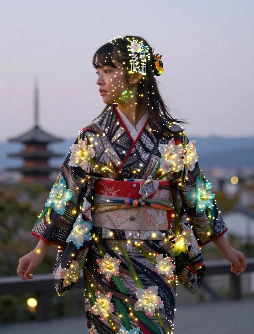 浴衣のイルミネーション