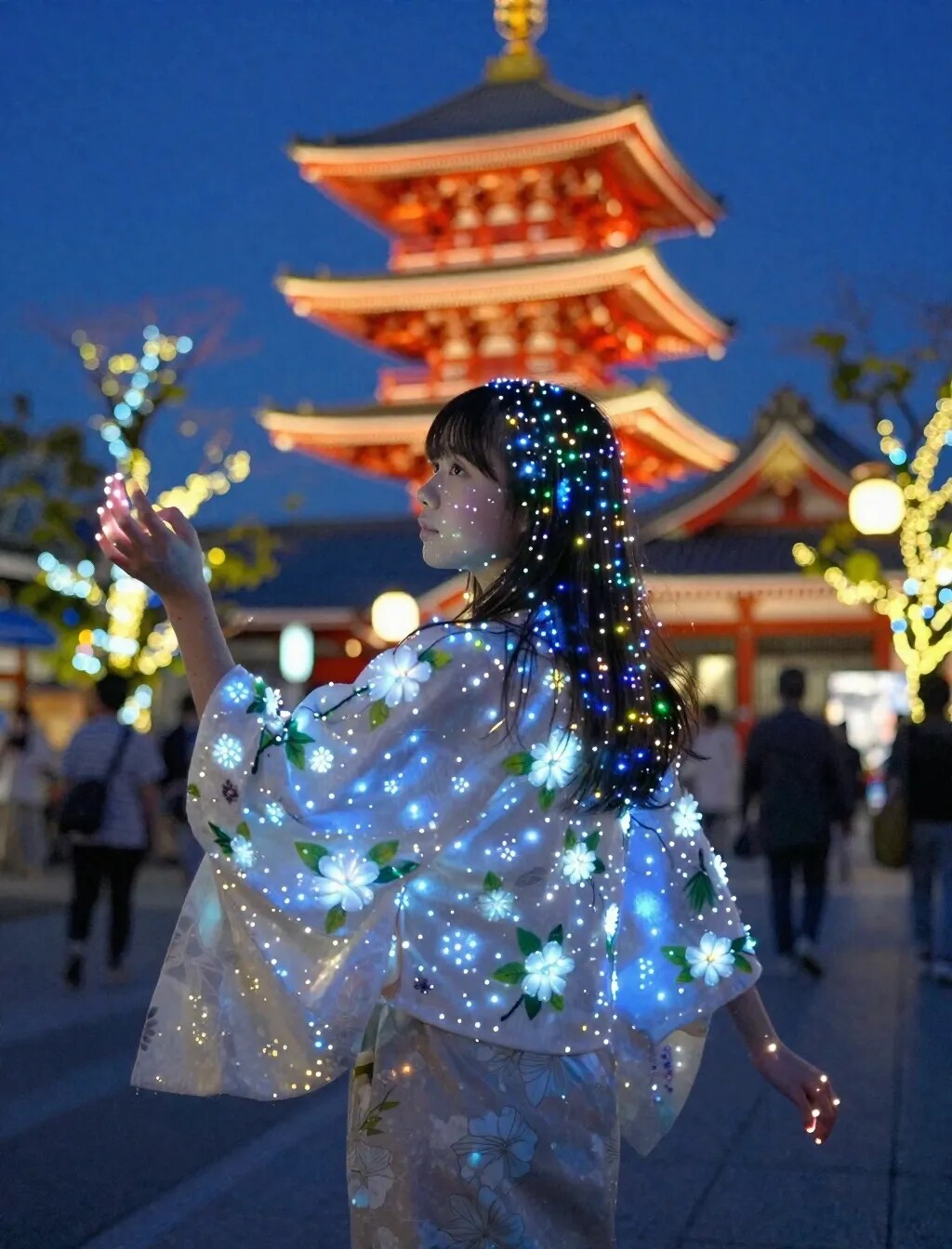 浴衣のイルミネーション