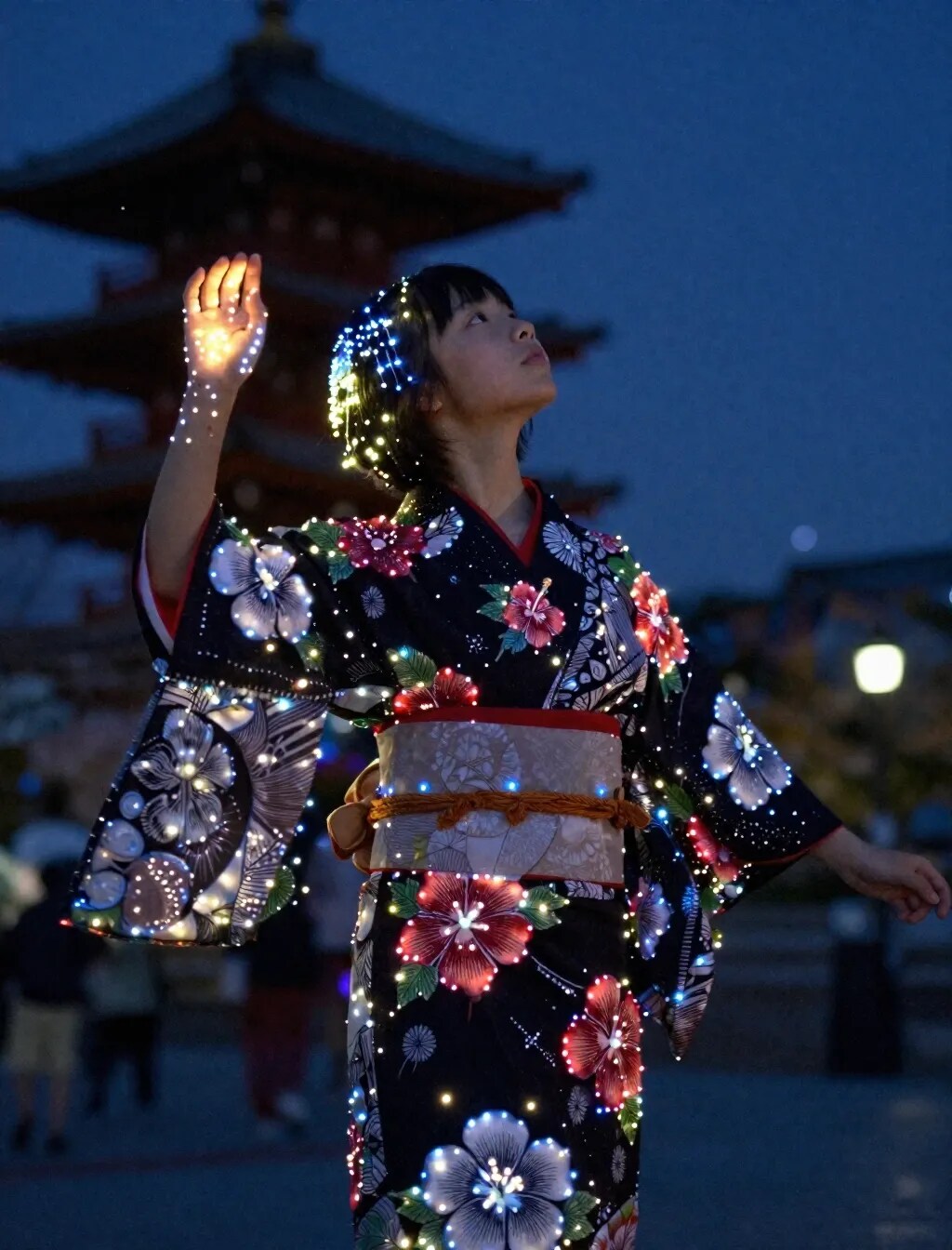 浴衣のイルミネーション