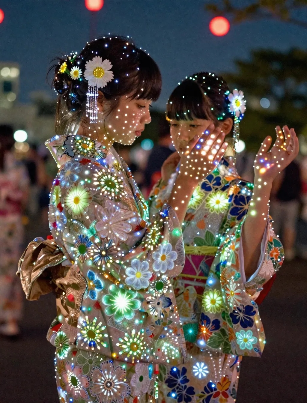 浴衣のイルミネーション