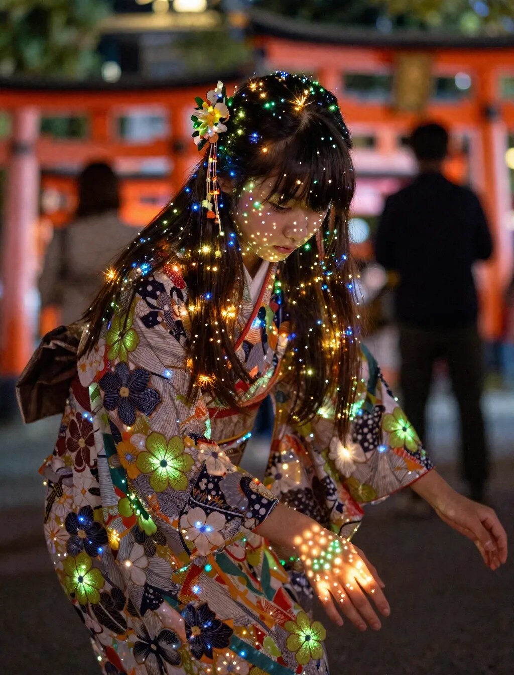 浴衣のイルミネーション