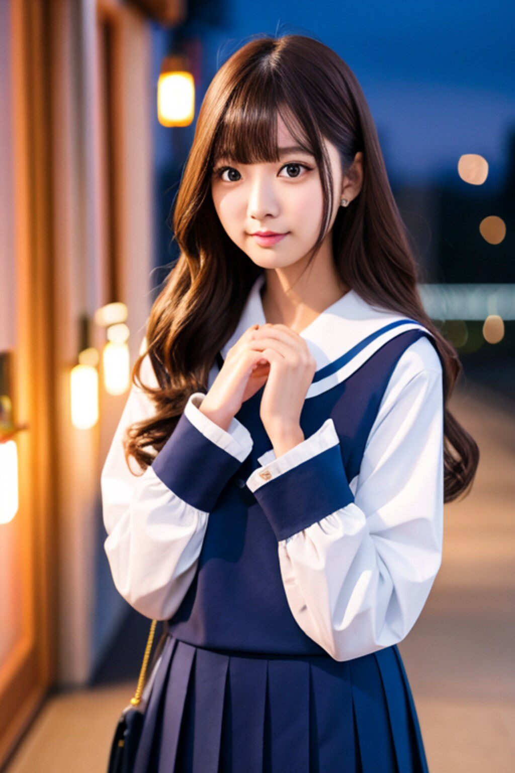 かわいいセーラー服の女の子　塾帰り