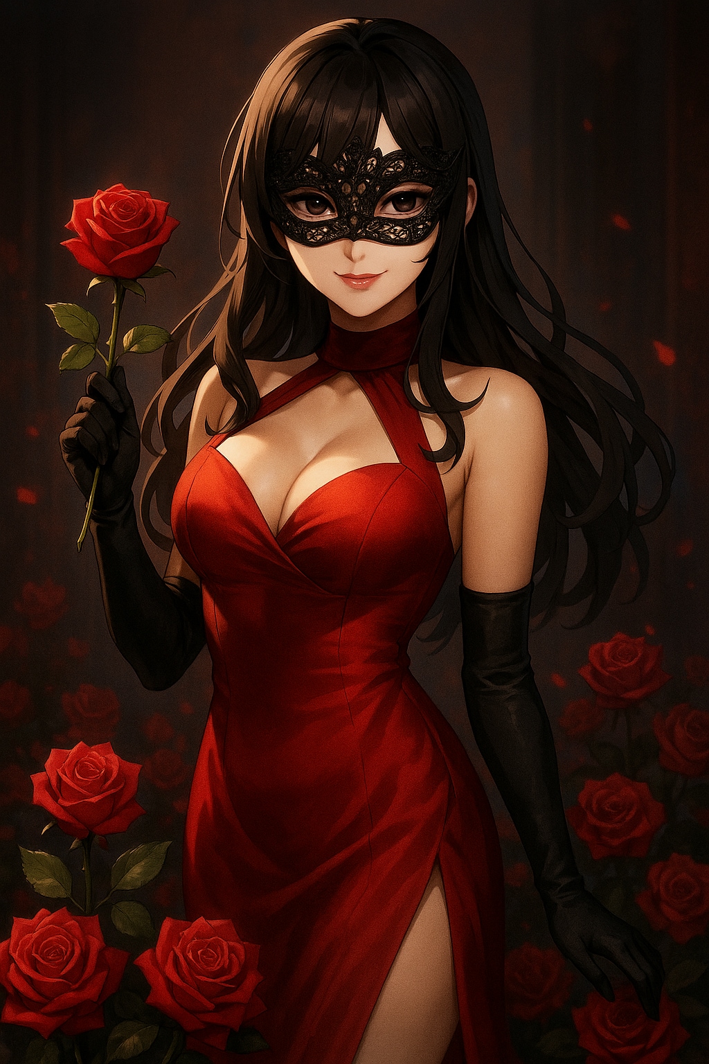 [お花] Crimson Roseと一輪の薔薇