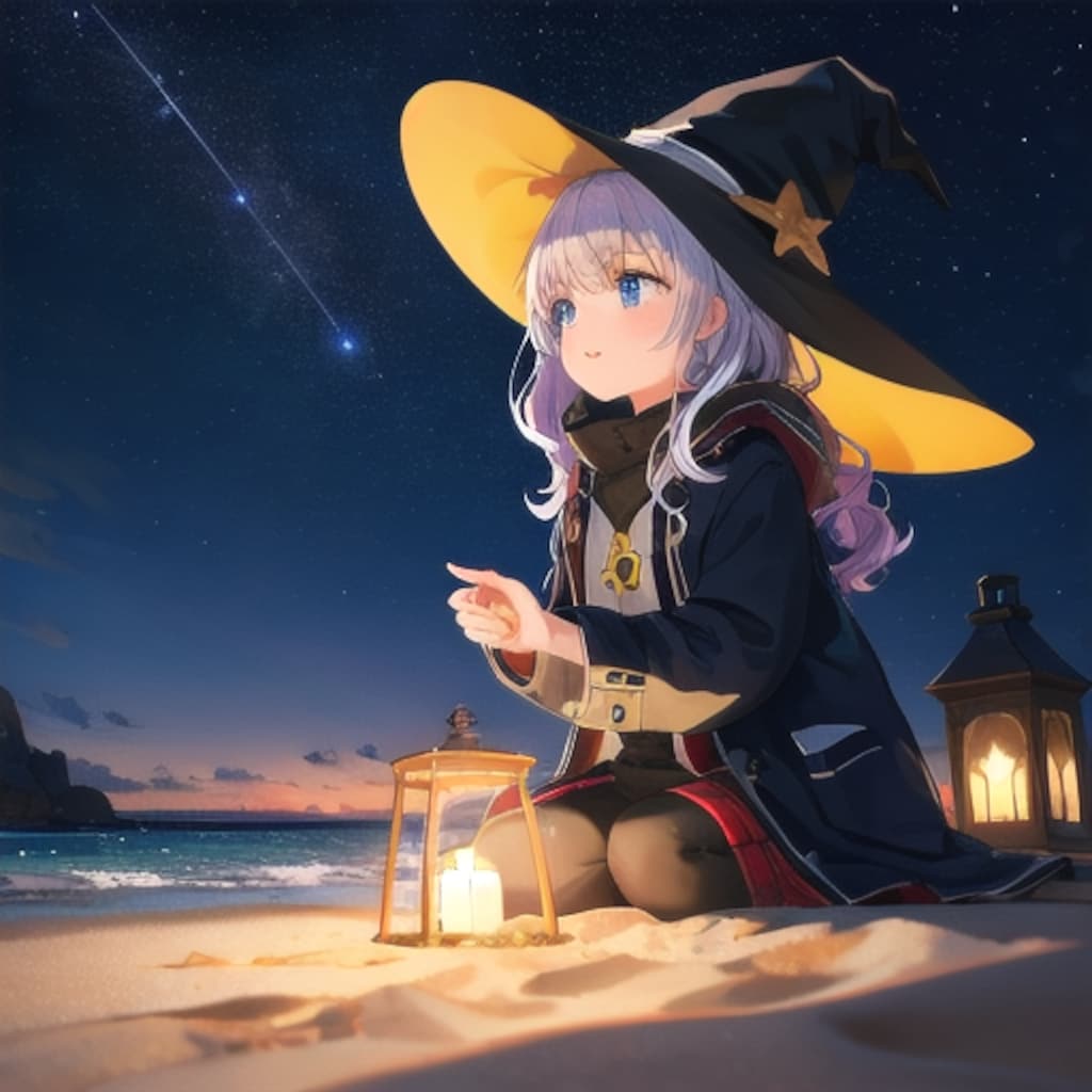 砂浜の魔女と星空