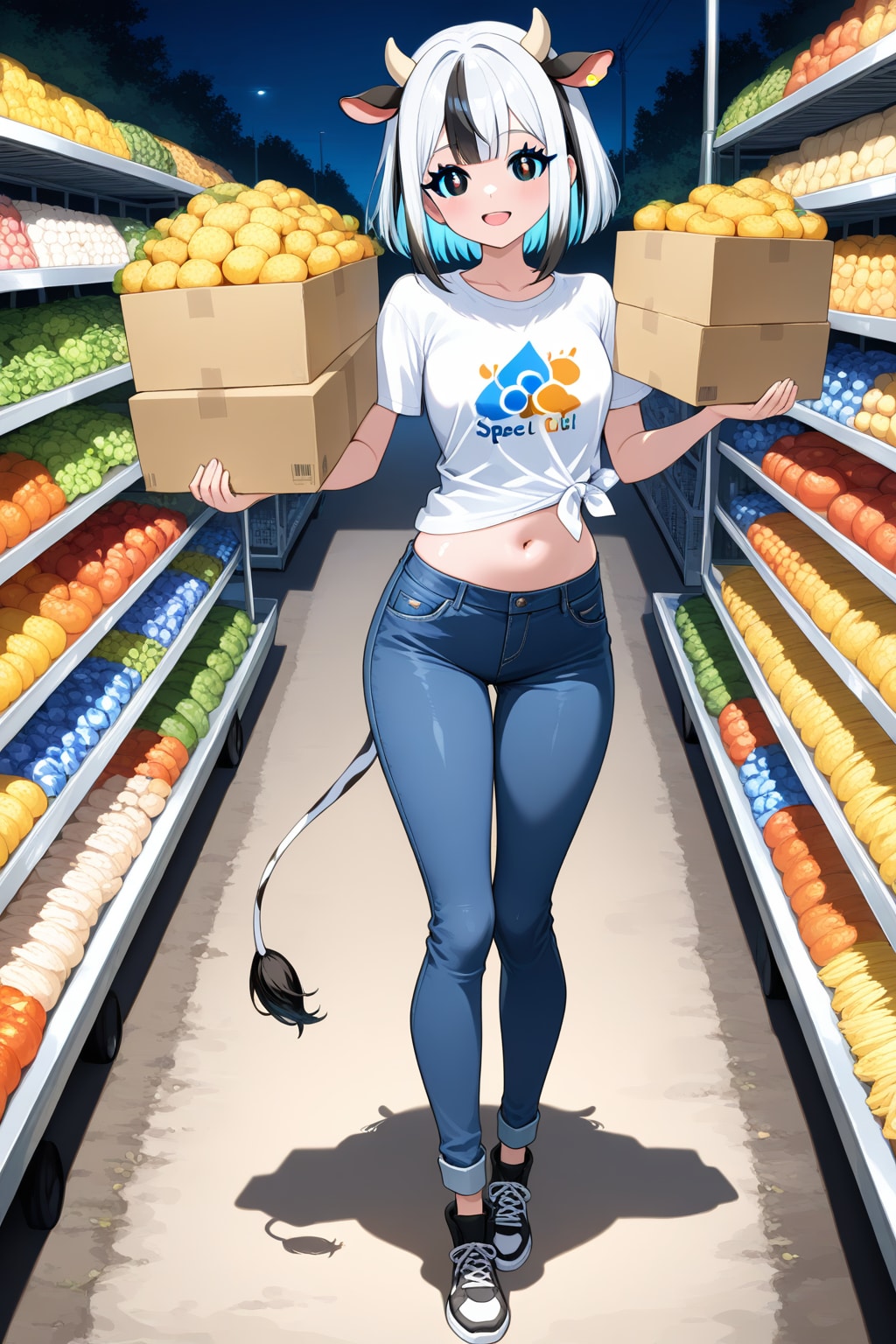 The cow girl showing the result of her hard work on the farm. | の人気AIイラスト・グラビア