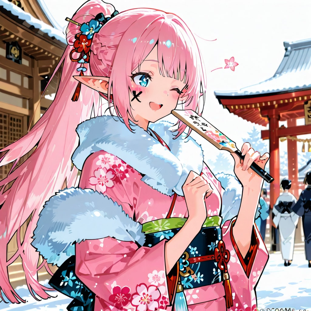 羽根つきをしているエルフの女の子 | の人気AIイラスト・グラビア