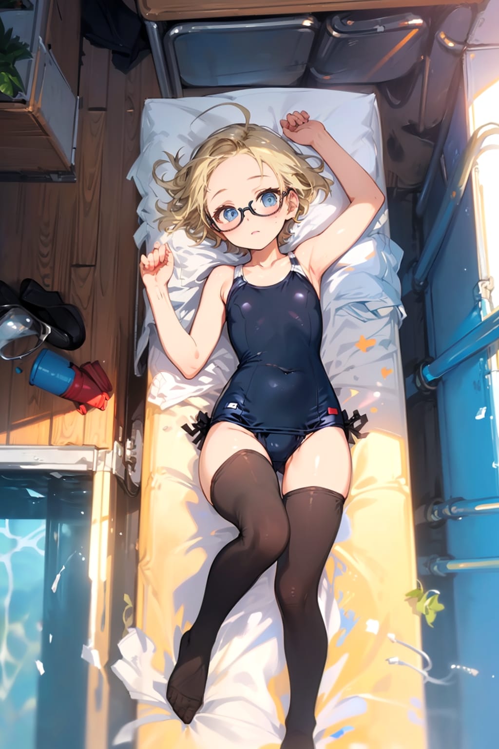スク水の眼鏡っ娘