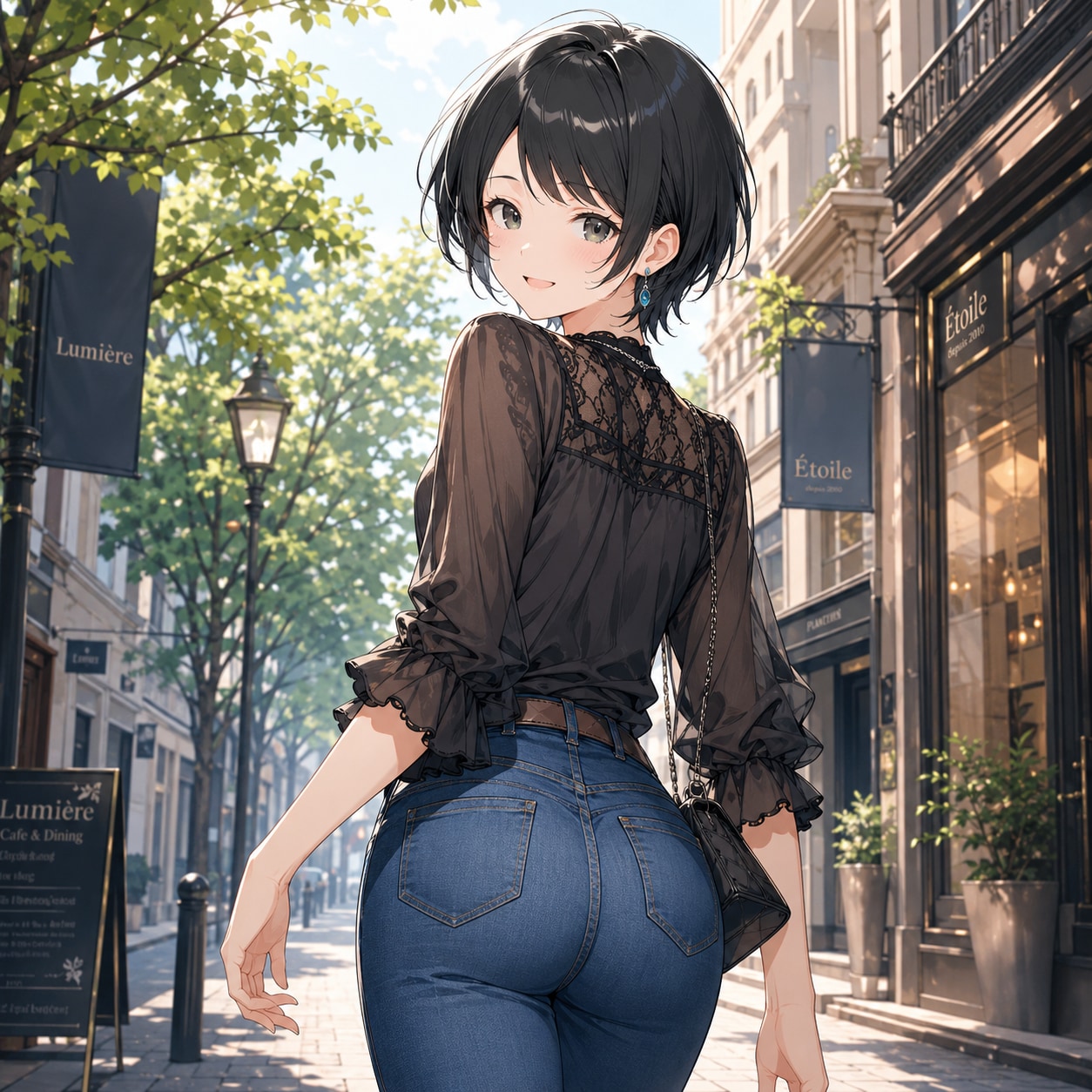 デニムパンツの藍音ちゃん