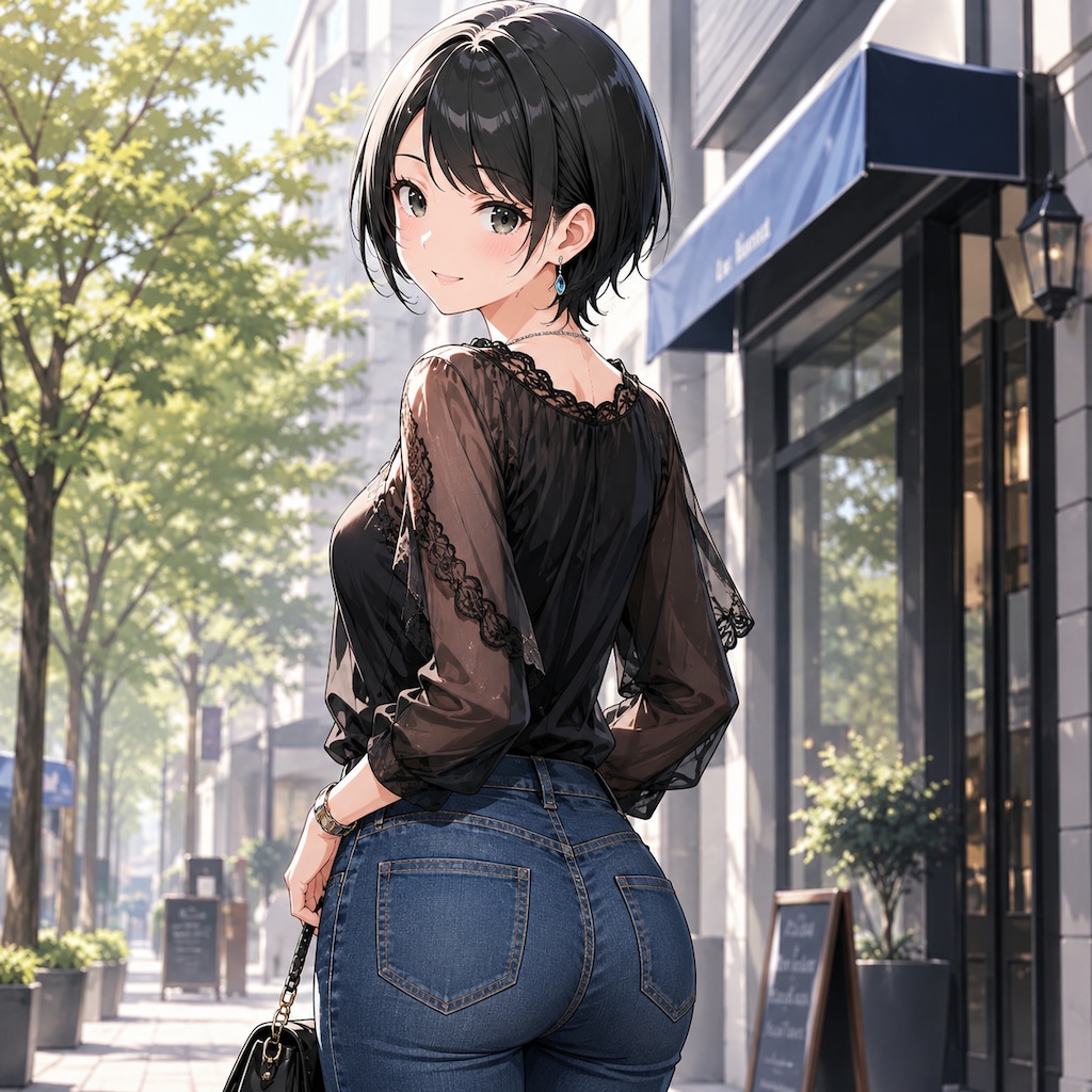 デニムパンツの藍音ちゃん
