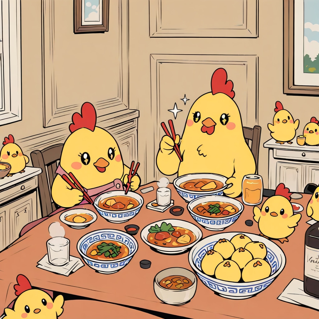 ニワトリファミリーの食卓 | の人気AIイラスト・グラビア