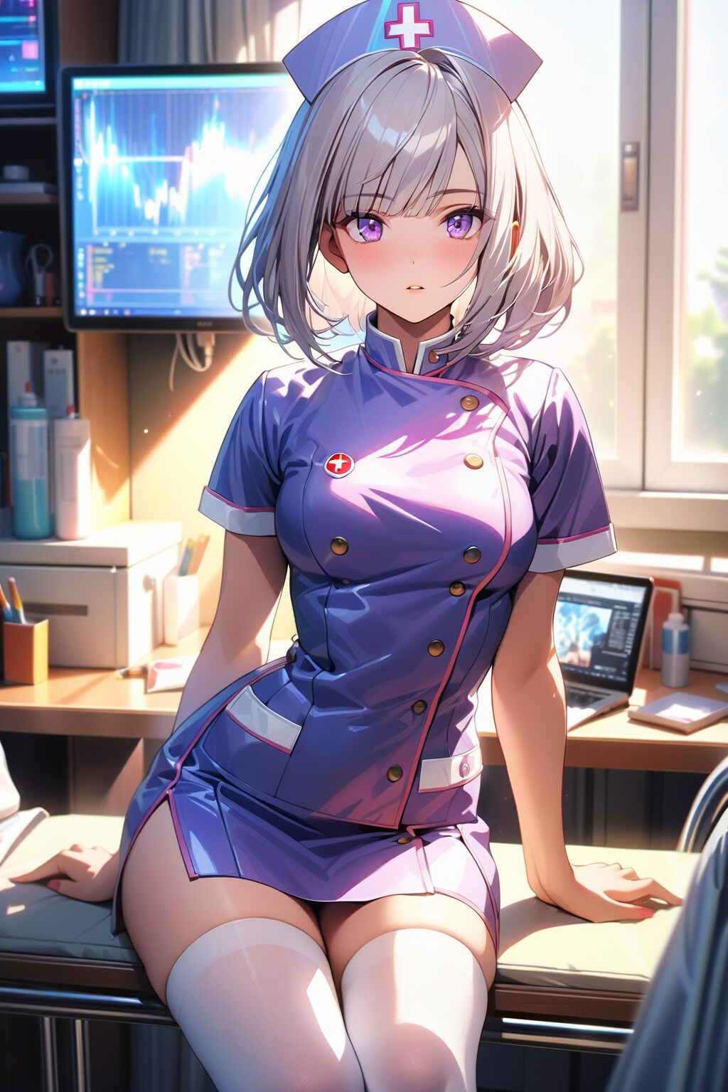 （５６８HQ）銀髪ちゃんナース服 | の人気AIイラスト・グラビア