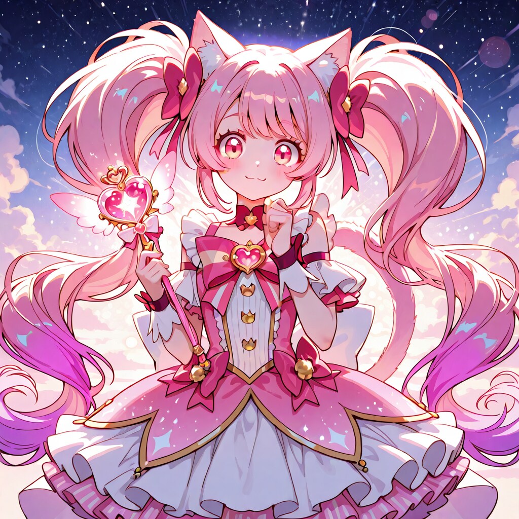 ピンクの猫魔法少女。 | の人気AIイラスト・グラビア