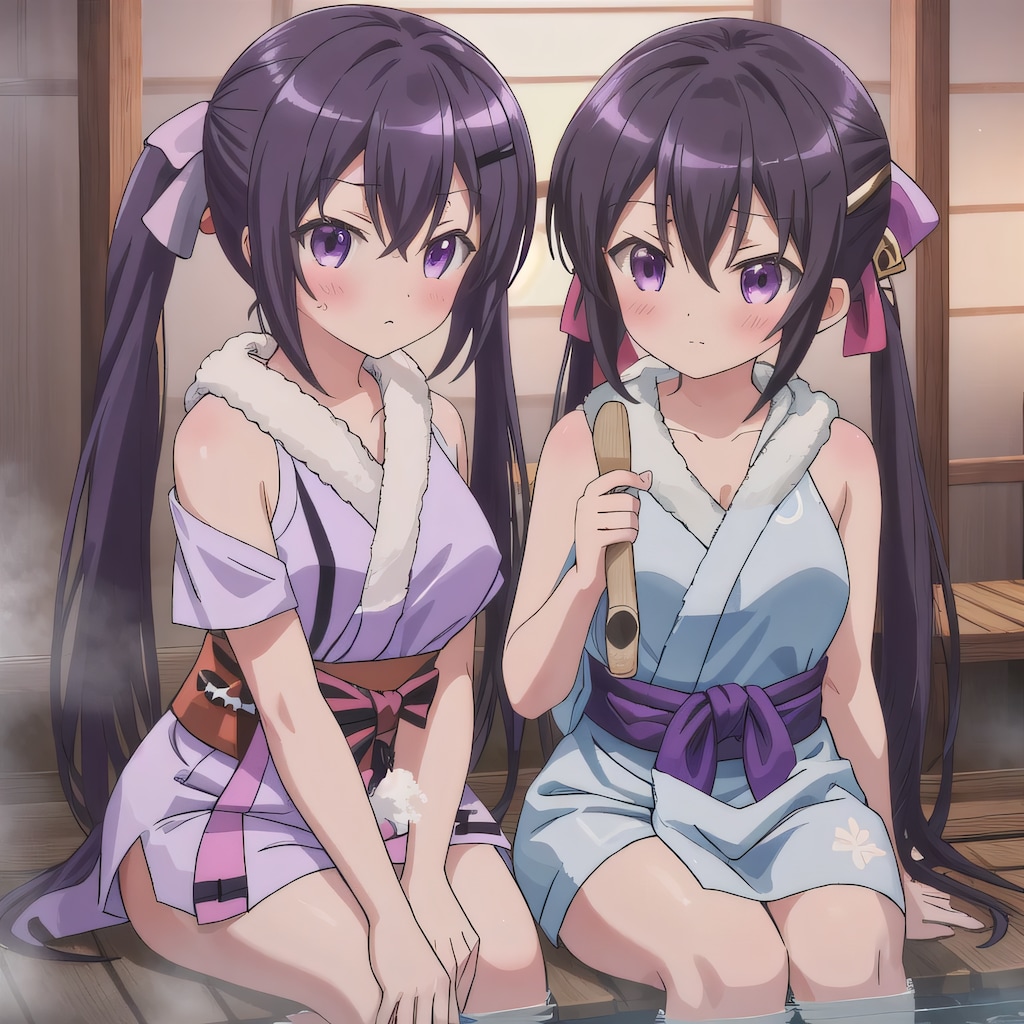 紫髪ロングでお風呂の少女１４