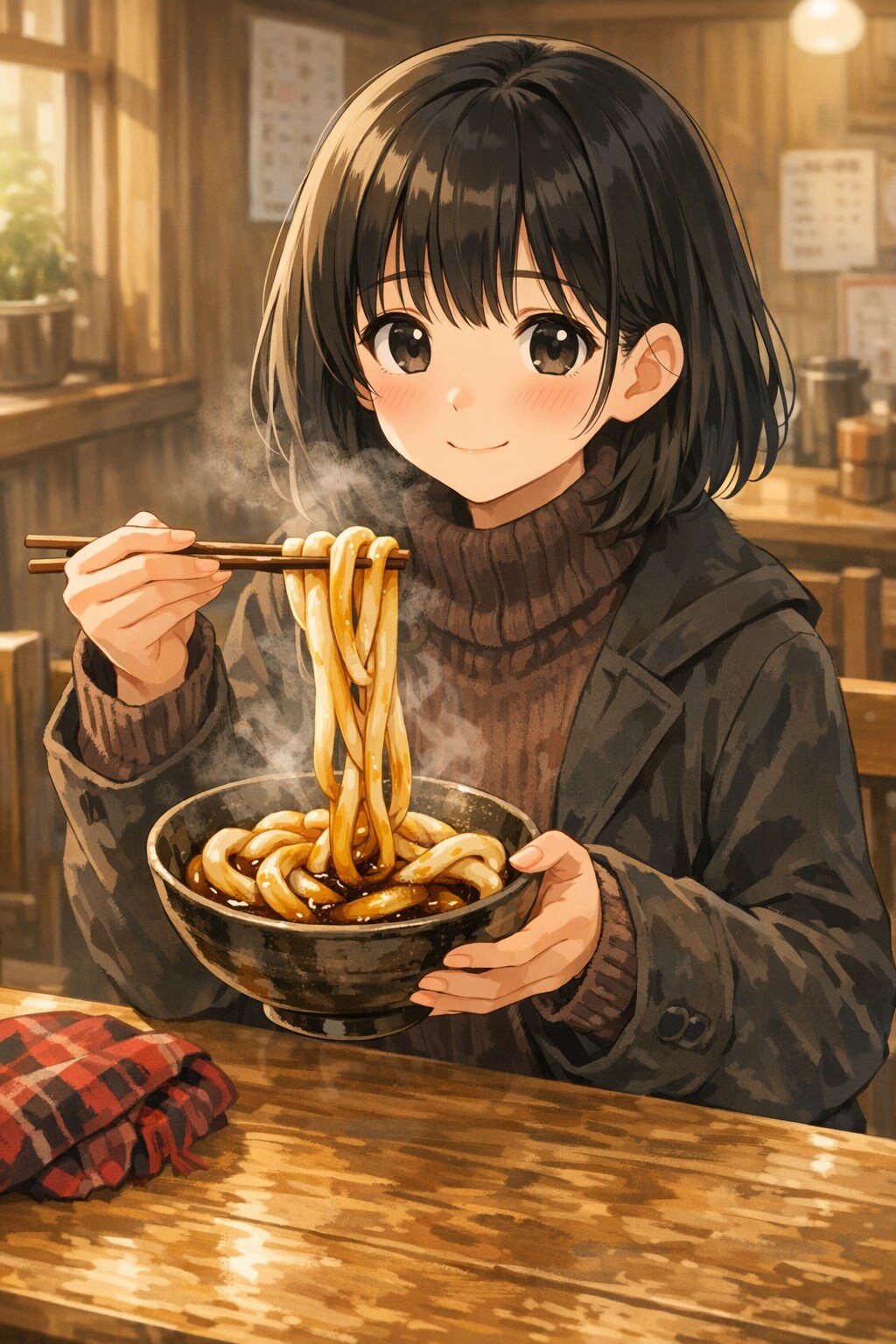 伊勢うどんを食べている女の子 | の人気AIイラスト・グラビア