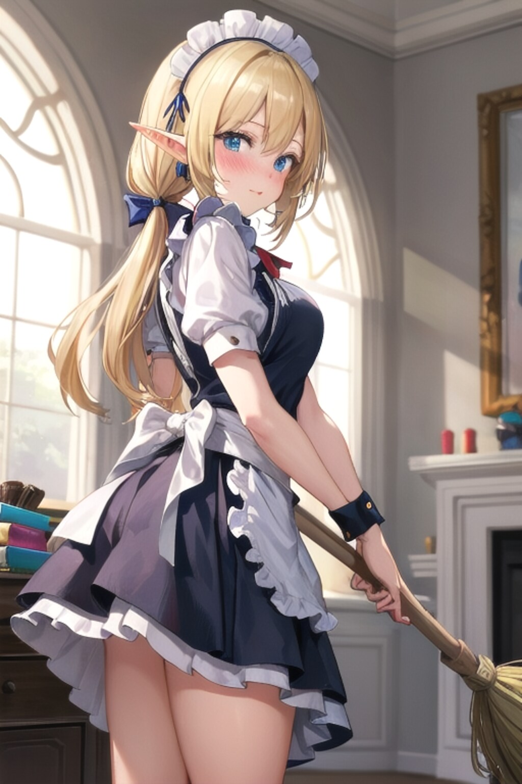 箒を振り回してる姿を見られる