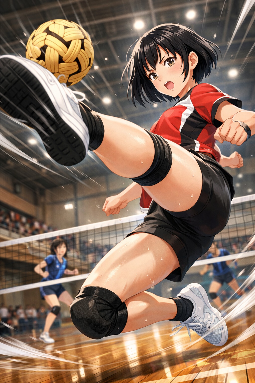 セパタクローの試合をしている女の子