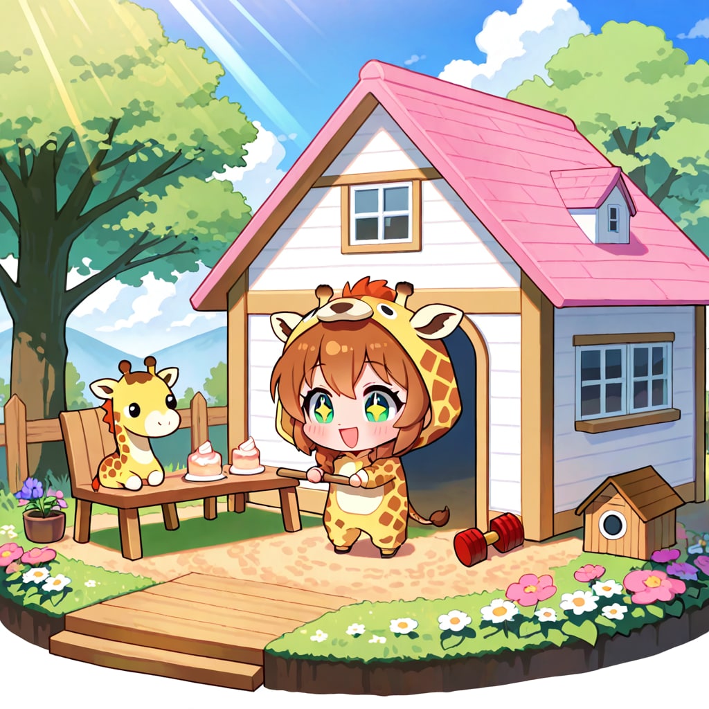 住宅デーのキリン着ぐるみちび子ちゃん