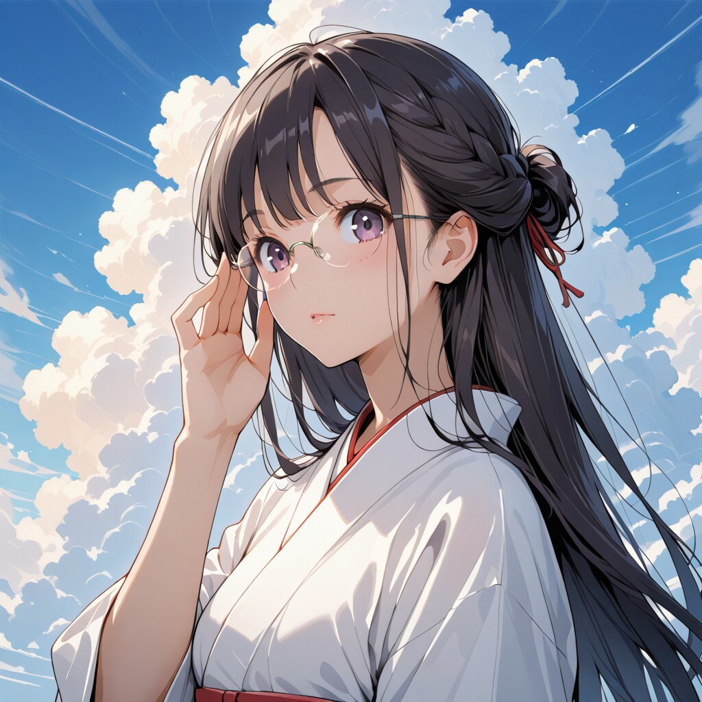 黒髪メガネと入道雲