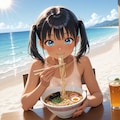 夏真っ盛りのツインテちゃん・ヌードでラーメン 8枚目