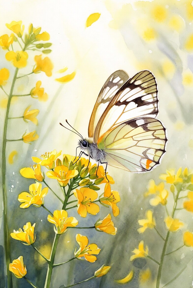 菜の花と蝶