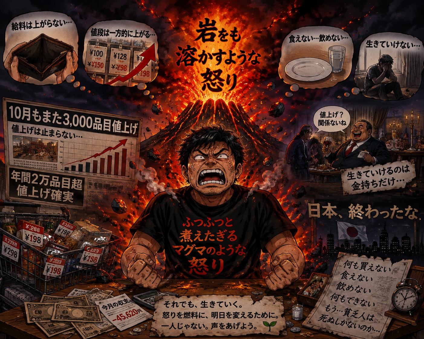 「値上げに、怒りのマグマ。」 | の人気AIイラスト・グラビア