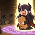 闇の呪術の儀式で魔法陣から宇宙で一番かわいいカピバラの召喚に挑むが光の柱からは宇宙で一番かわいいカピバラを抱きしめている◯◯が巻き添えで召喚される 4枚目