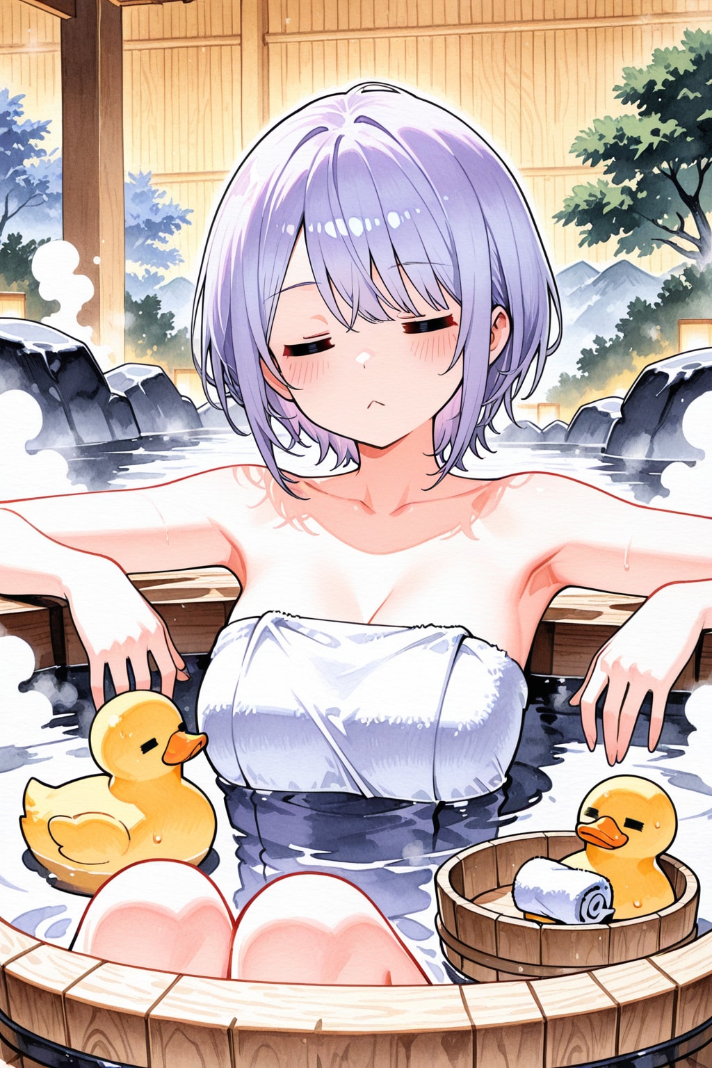 露天風呂の紫髪ちゃん