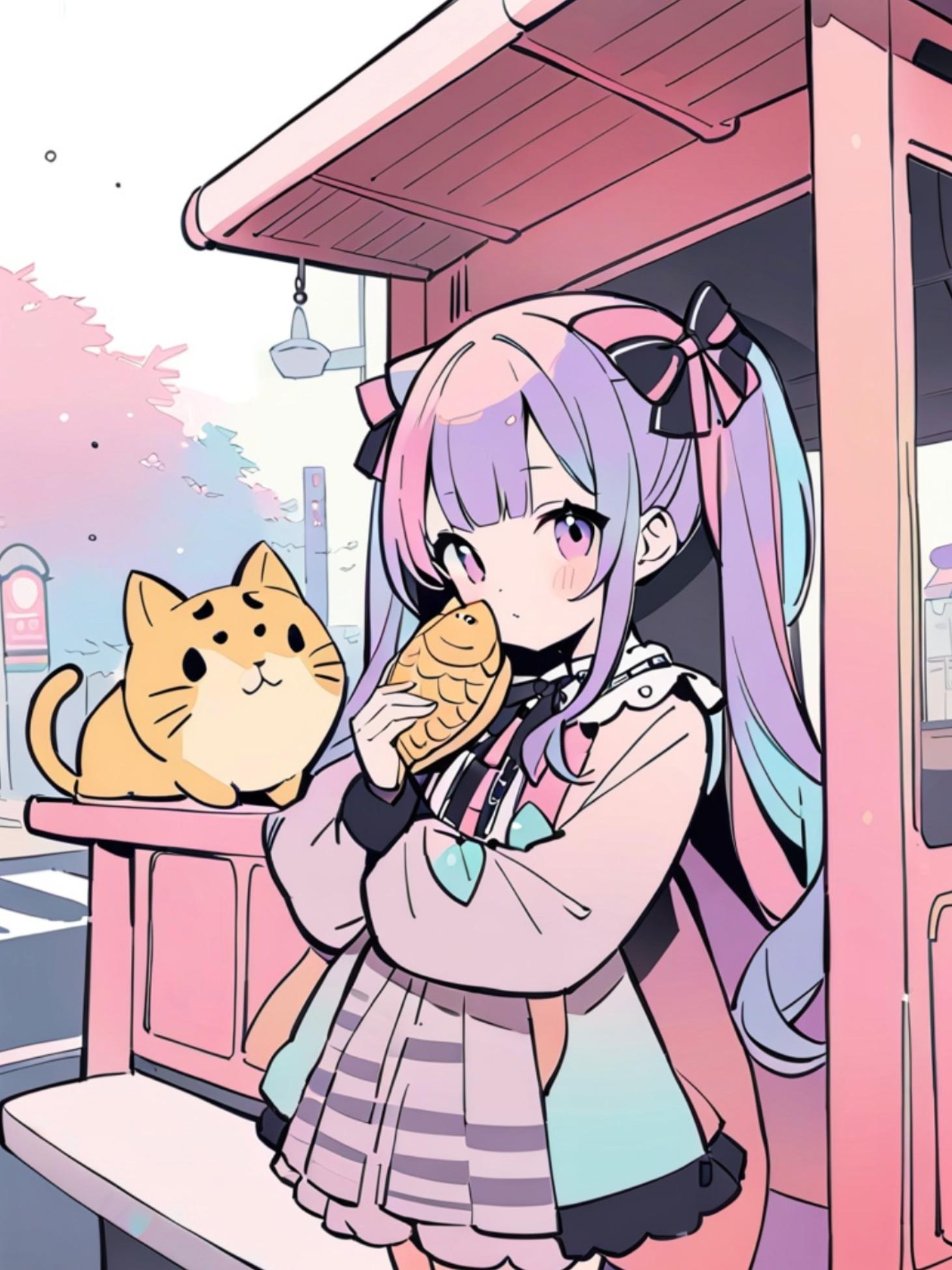 買い食いする女の子
