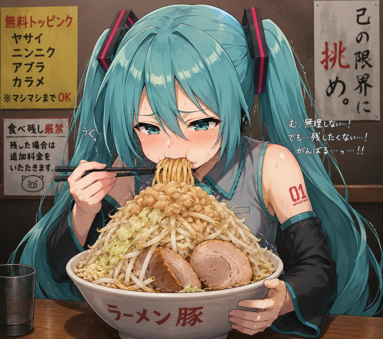 大盛りラーメンに挑戦中 | の人気AIイラスト・グラビア
