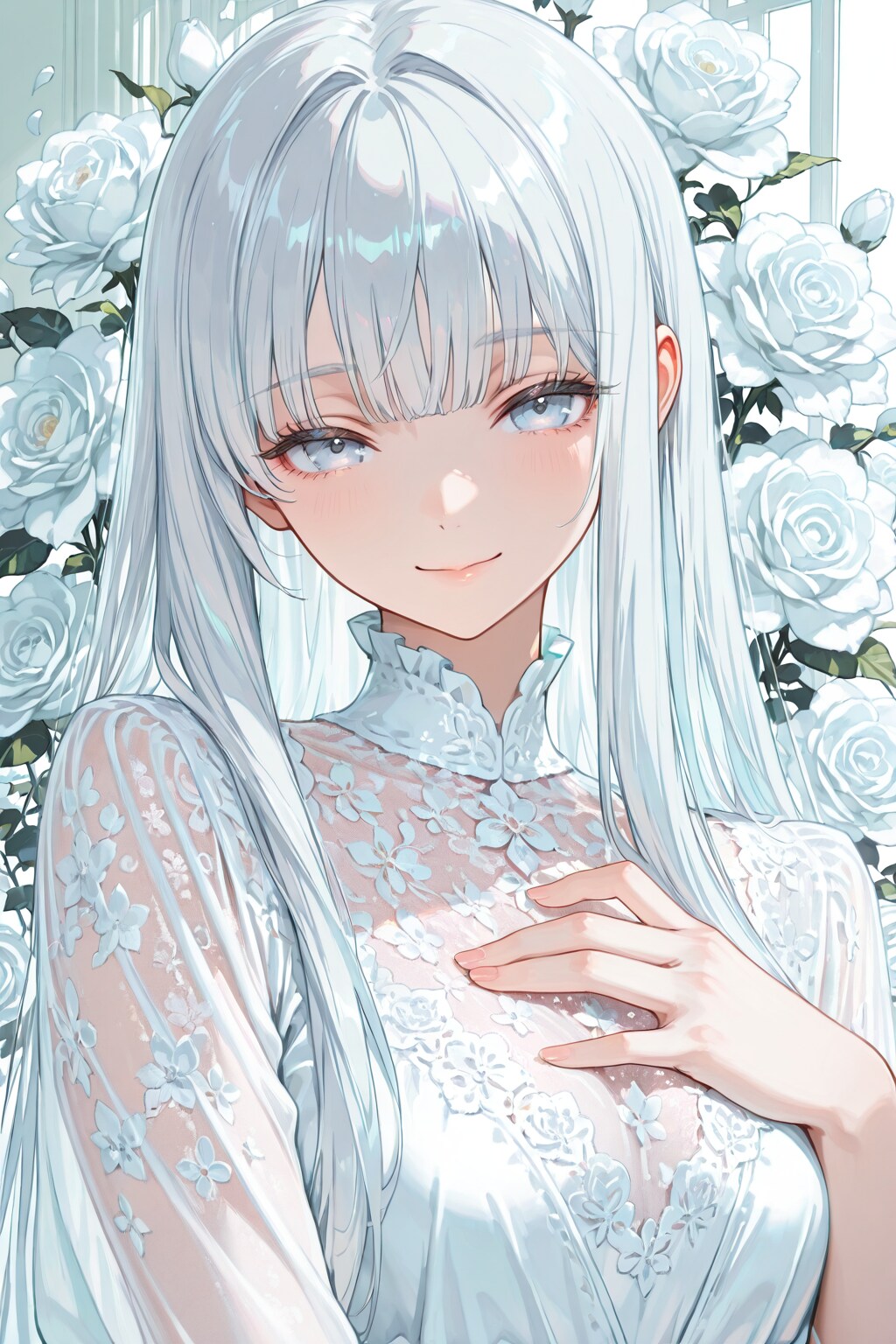 白い花に囲まれて。