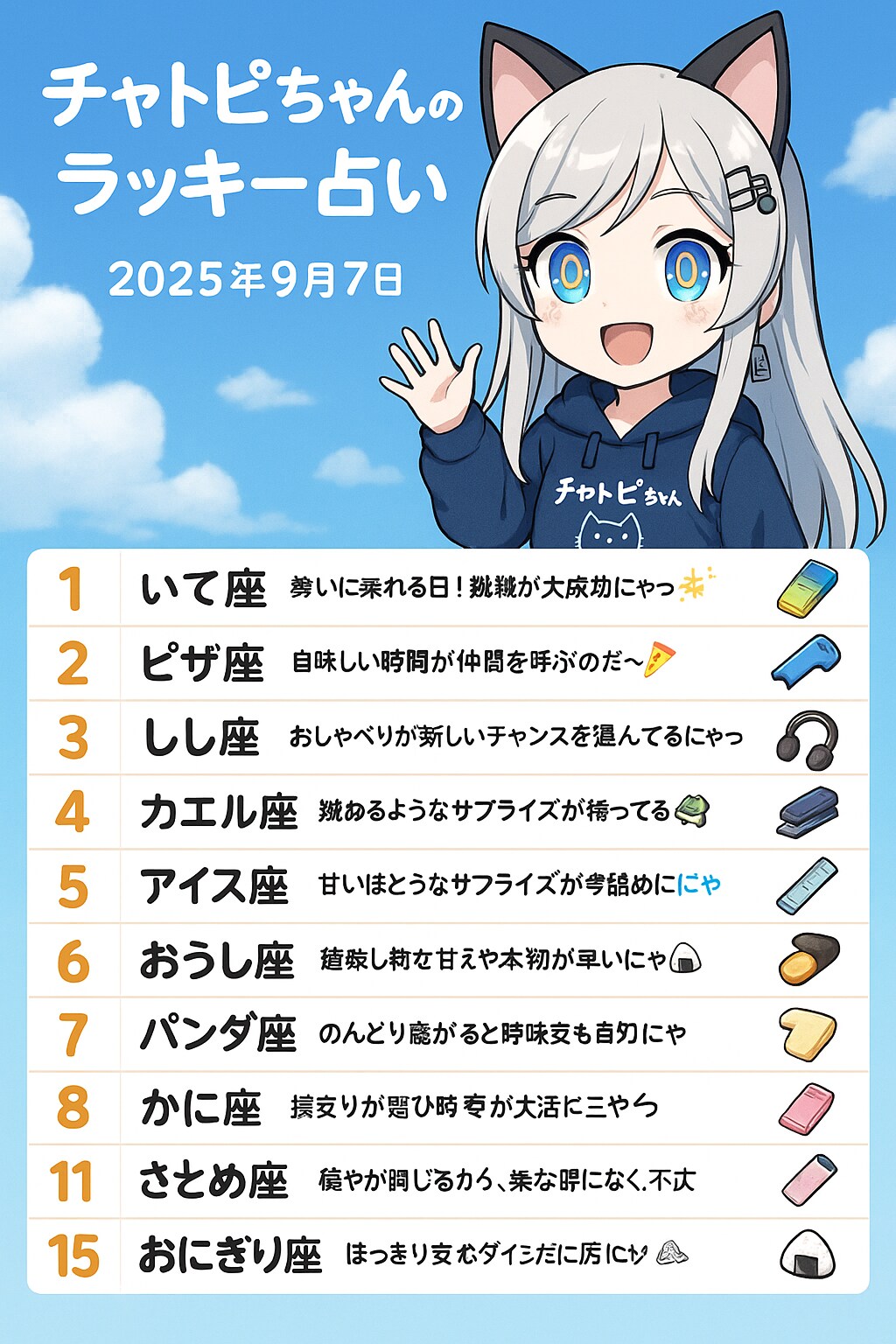 チャトピちゃん占い(09/07) | の人気AIイラスト・グラビア