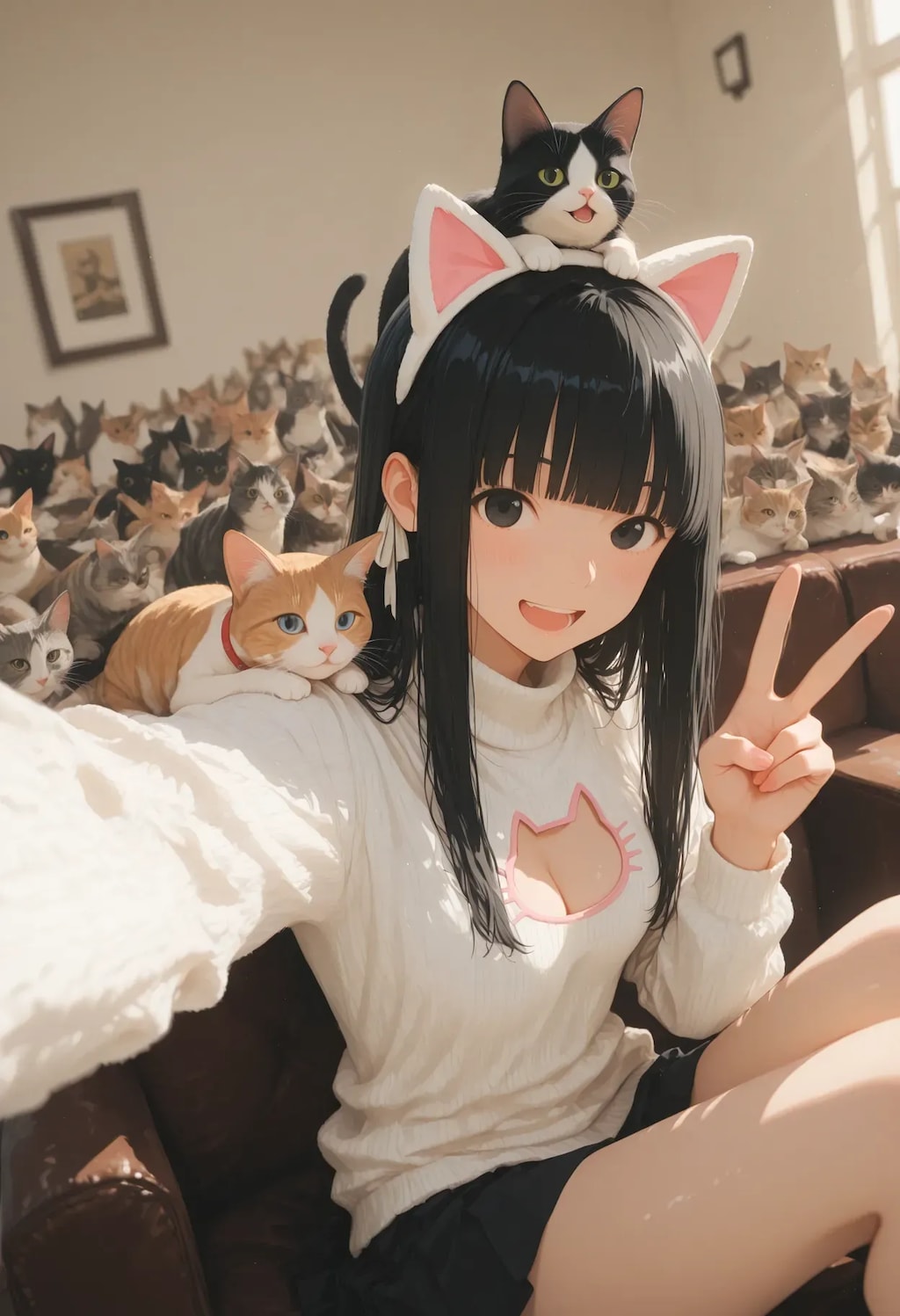 猫カフェを満喫する姫羽ちゃん
