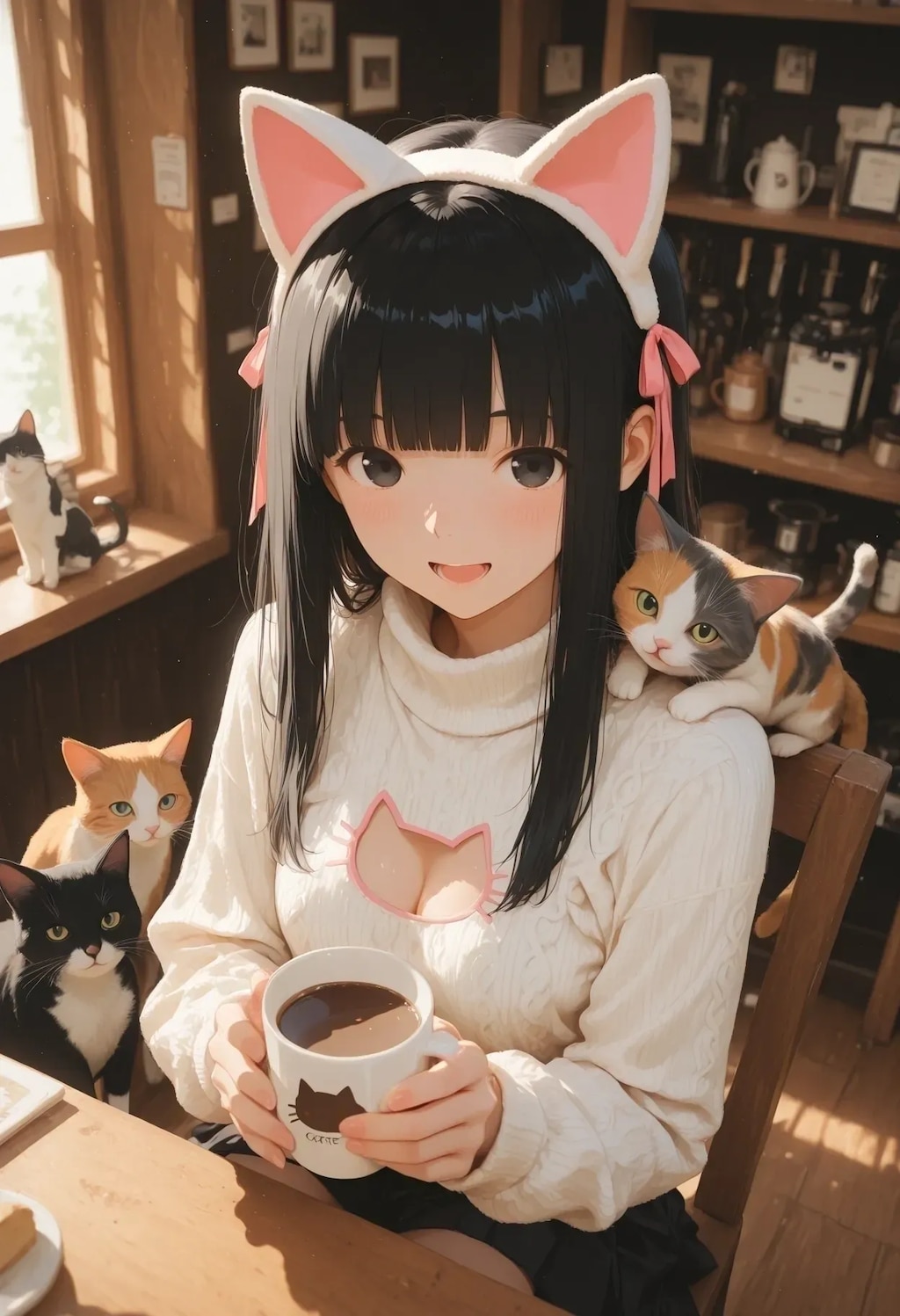 猫カフェを満喫する姫羽ちゃん
