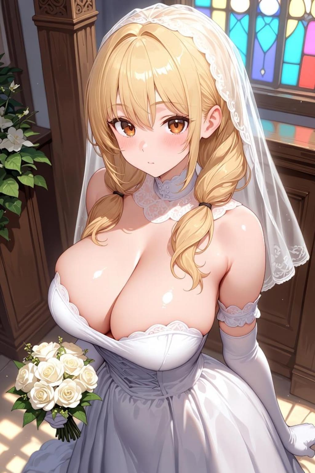 爆乳美女のウェディングドレス 1