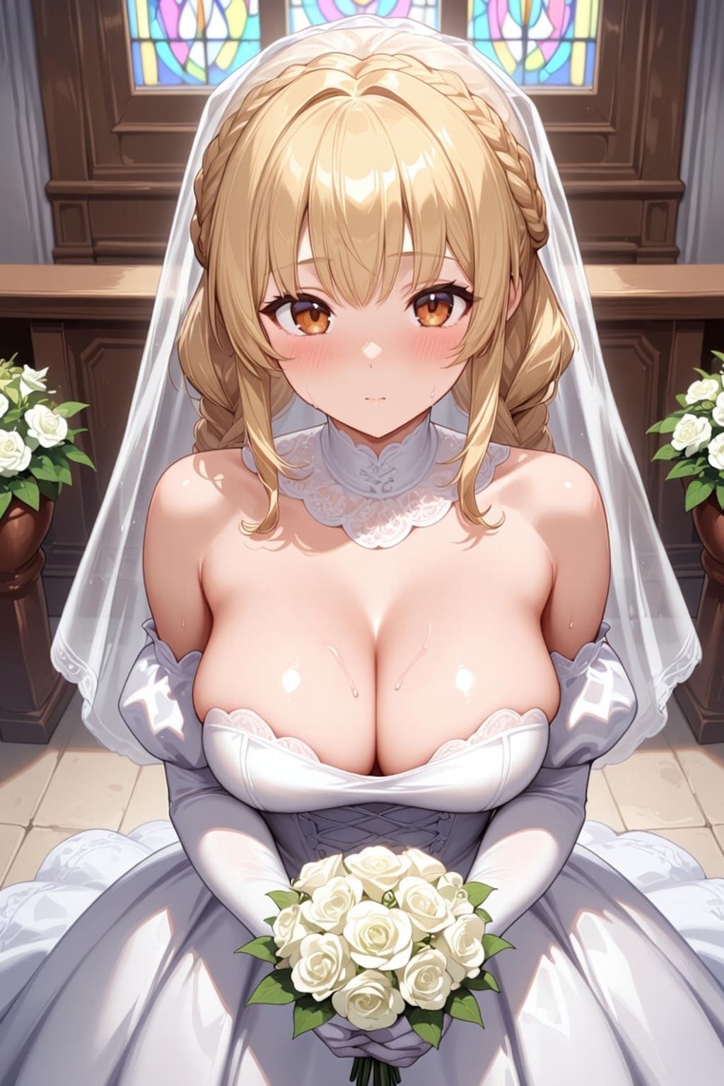 爆乳美女のウェディングドレス 1